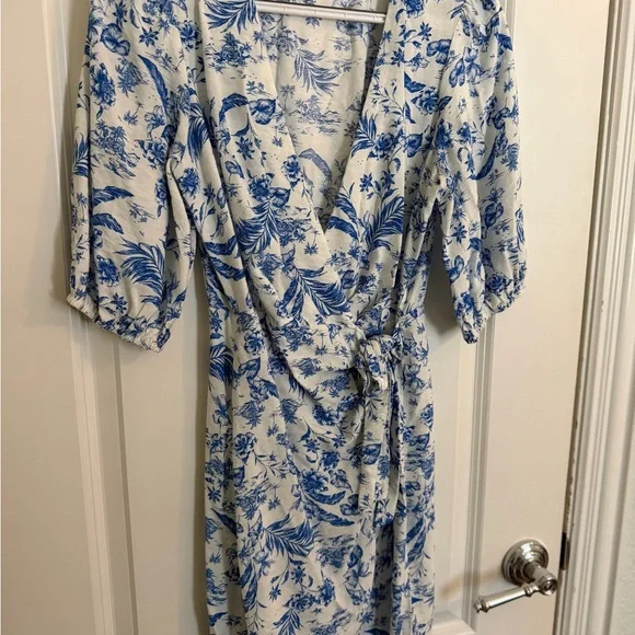 Mango Elegant Blue and White Midi Dress - Picture 4 of 6